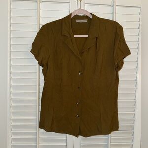 Olive Brown vintage 90s Button-Up Women's Blouse